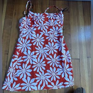Red & white floral mini dress